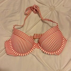 Orange striped bikini top